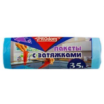 Мусорные пакеты 35л (15шт) Prodom с затяжками 1628569989 фото