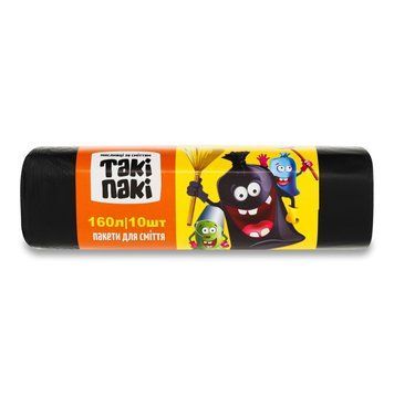 Пакети для сміття 160л(10шт), 24 мкм, розмір 900*1100. Чорний*16 "Таки Паки" 1564813079 фото